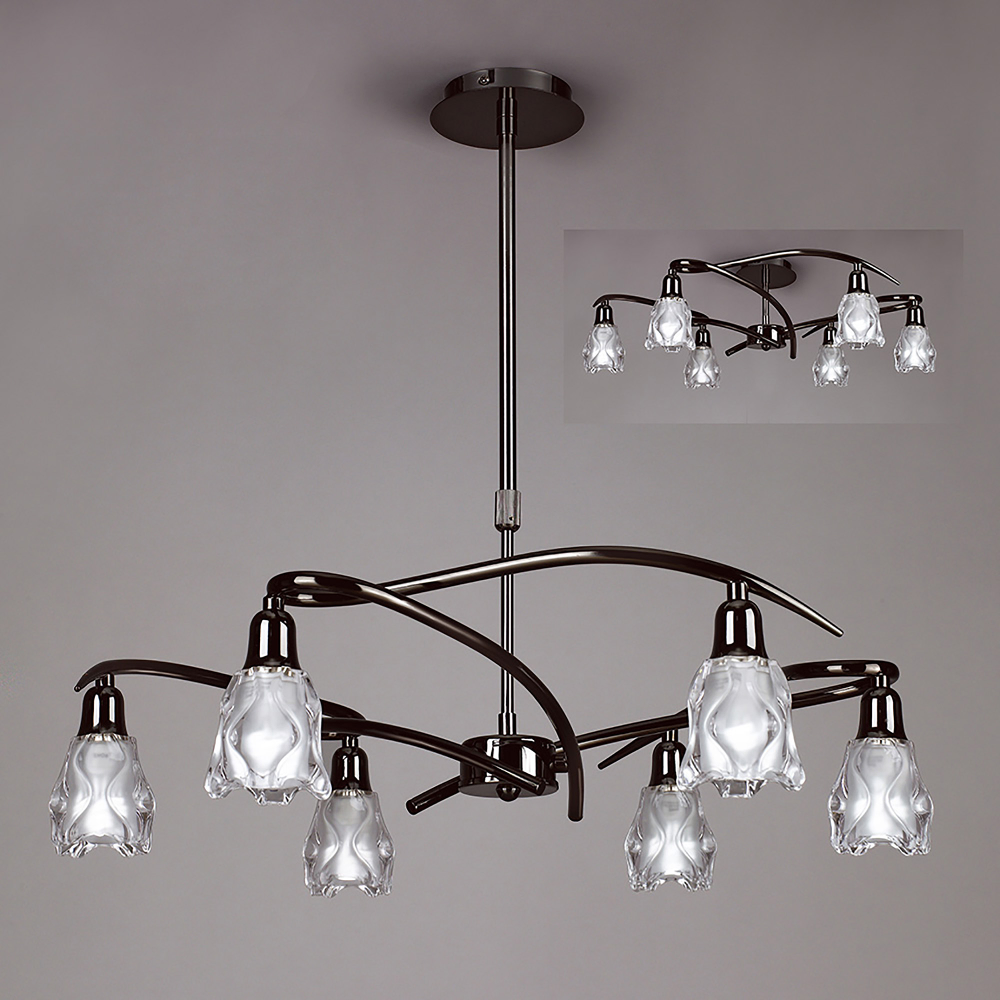 Amel Black Chrome Ceiling Lights Mantra Multi Arm Fittings